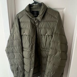 Men's Olive Puffer Jacket-Cuts Clothing